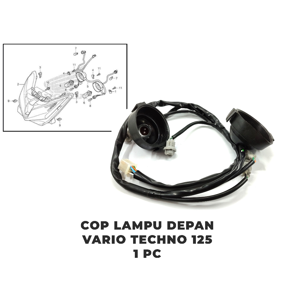 Cop Lampu Depan Vario Techno 125 - Pitingan Fitting Fiting Piting Socket Soket Dop Depan Honda Vario