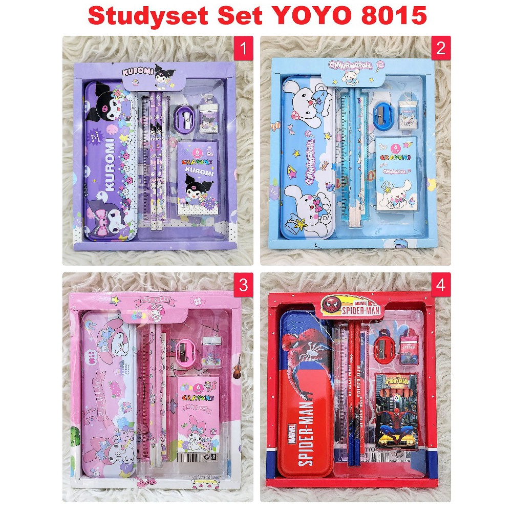 

ART R79Z Studyset Set Alat Tulis YOYO 815 Motif Anak Spiderman Cars Frozen Hellokitty