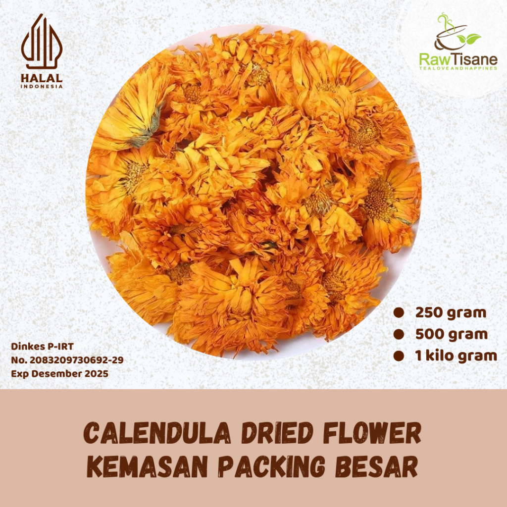 

RAW TISANE Premium Calendula Flower / Bunga Marigold Kering / Teh Bunga Calendula Isi 1 Kg