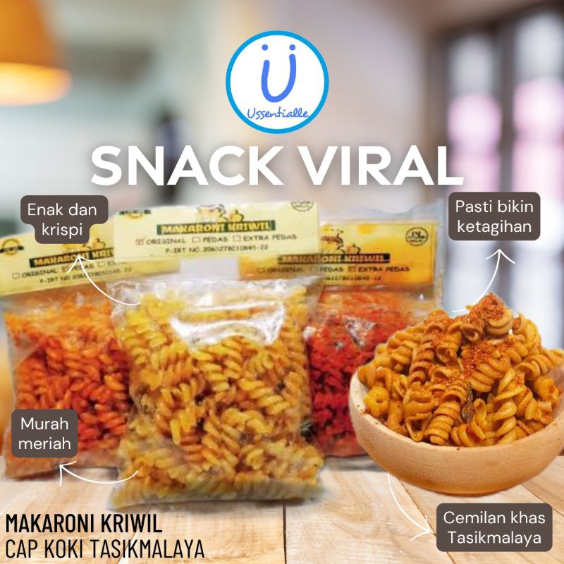 

Makaroni Kriwil Tasikmalaya Cap Koki 100% Asli (3 Rasa: Original, Pedas, Ekstra) Snack Viral Khas Tasik Cemilan Crispy Camilan Enak Paling Murah Baru Terbaru Terlaris Macaroni Bantat Chiki Keripik Kerupuk Snek Makanan Ringan Lokal Indonesia Pedes Top