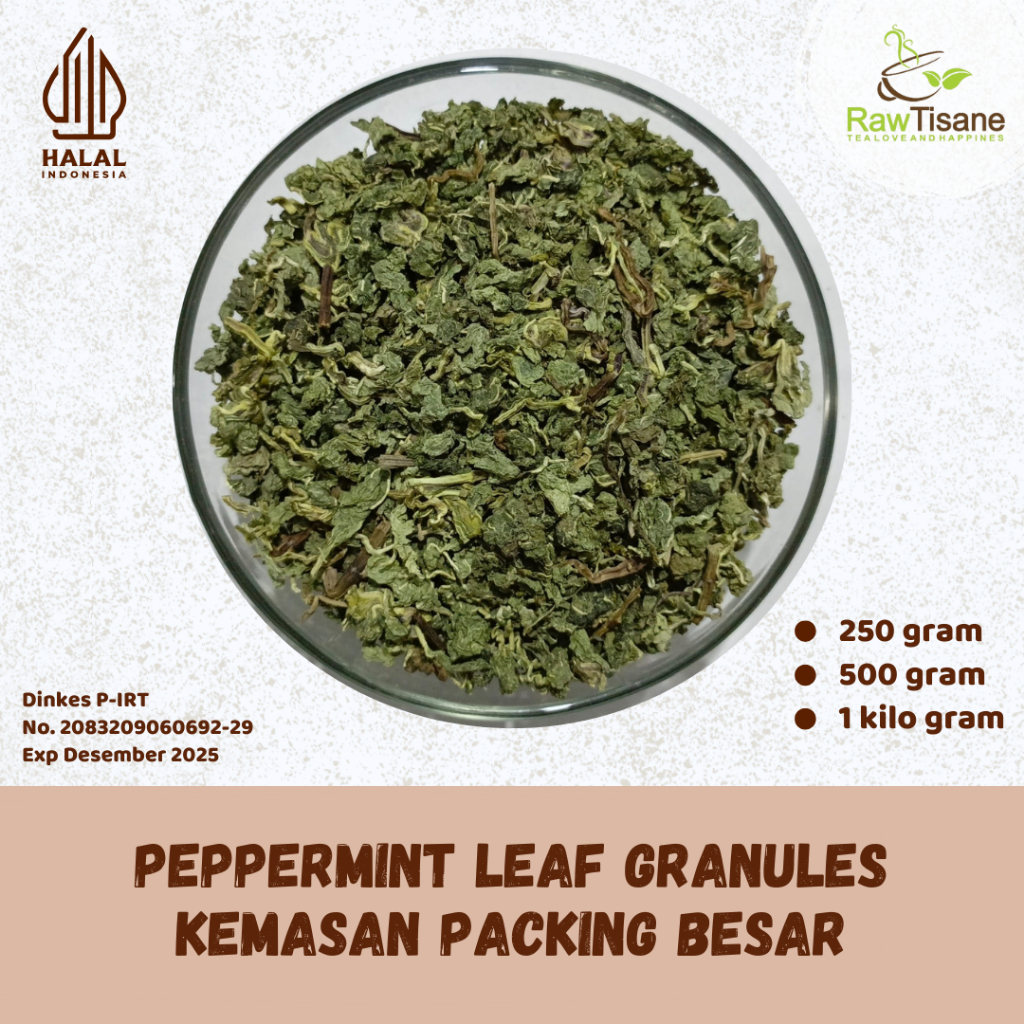 

RAW TISANE Dried Peppermint Leaf Granules / Teh Daun Mint Kering Isi 1 Kg