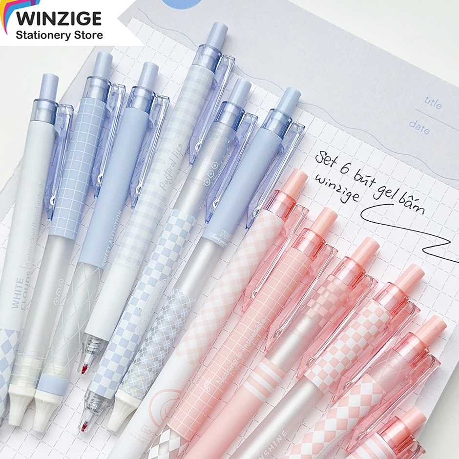

ART T38K Winzige 6pcs pulpen gel lucu 5mm pulpen aesthetic retractable gel pens pen mekanik tinta hitam