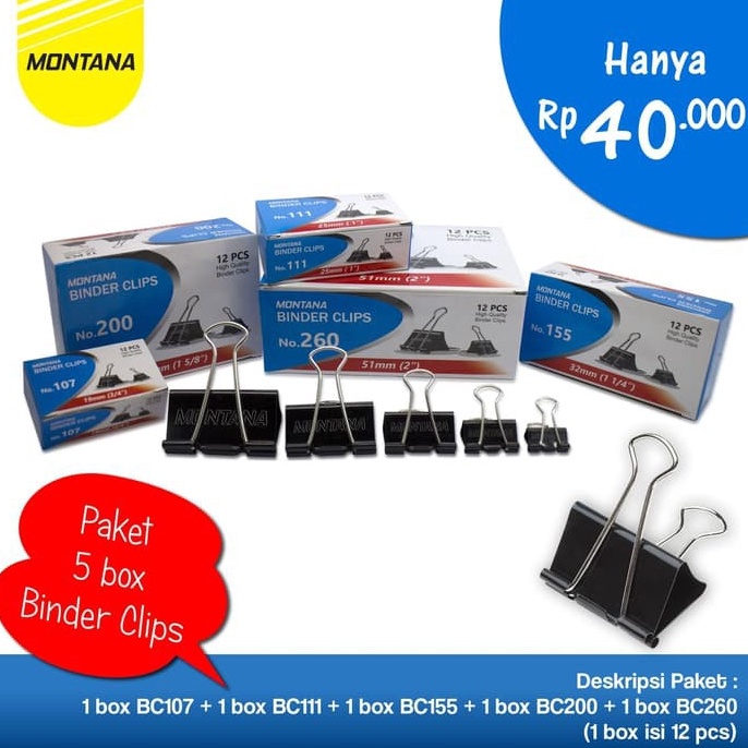 

ART N54A MONTANA Paket Binder Clip MTBC26 MTBC2 MTBC155 MTBC111 MTBC17
