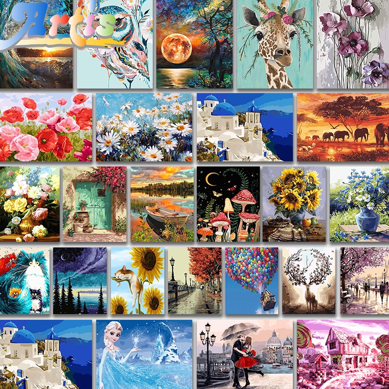 

ART F82W Paint By Number 4x5cm DIY painting kit borderless digital painting animals landscapes anime famous painting styles