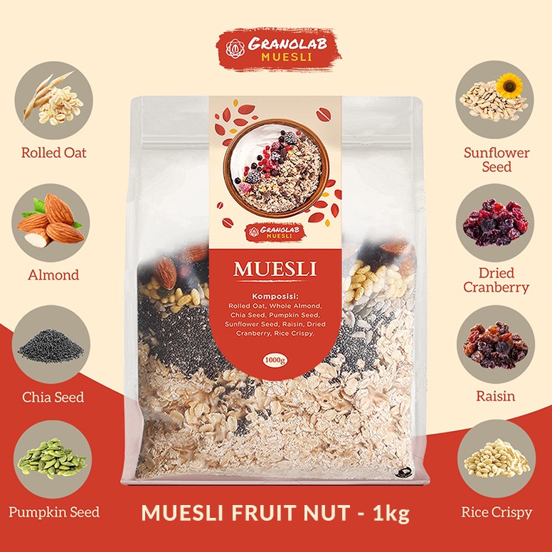 

Paket Hemat Muesli Fruit and Seed 1 kg Granolab Muesli
