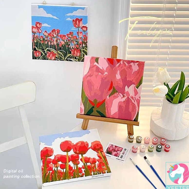 

ART P6C Paint by Number Kit Canvas DIY Floral Scenery Kanvas Lukis Set Menggambar Melukis