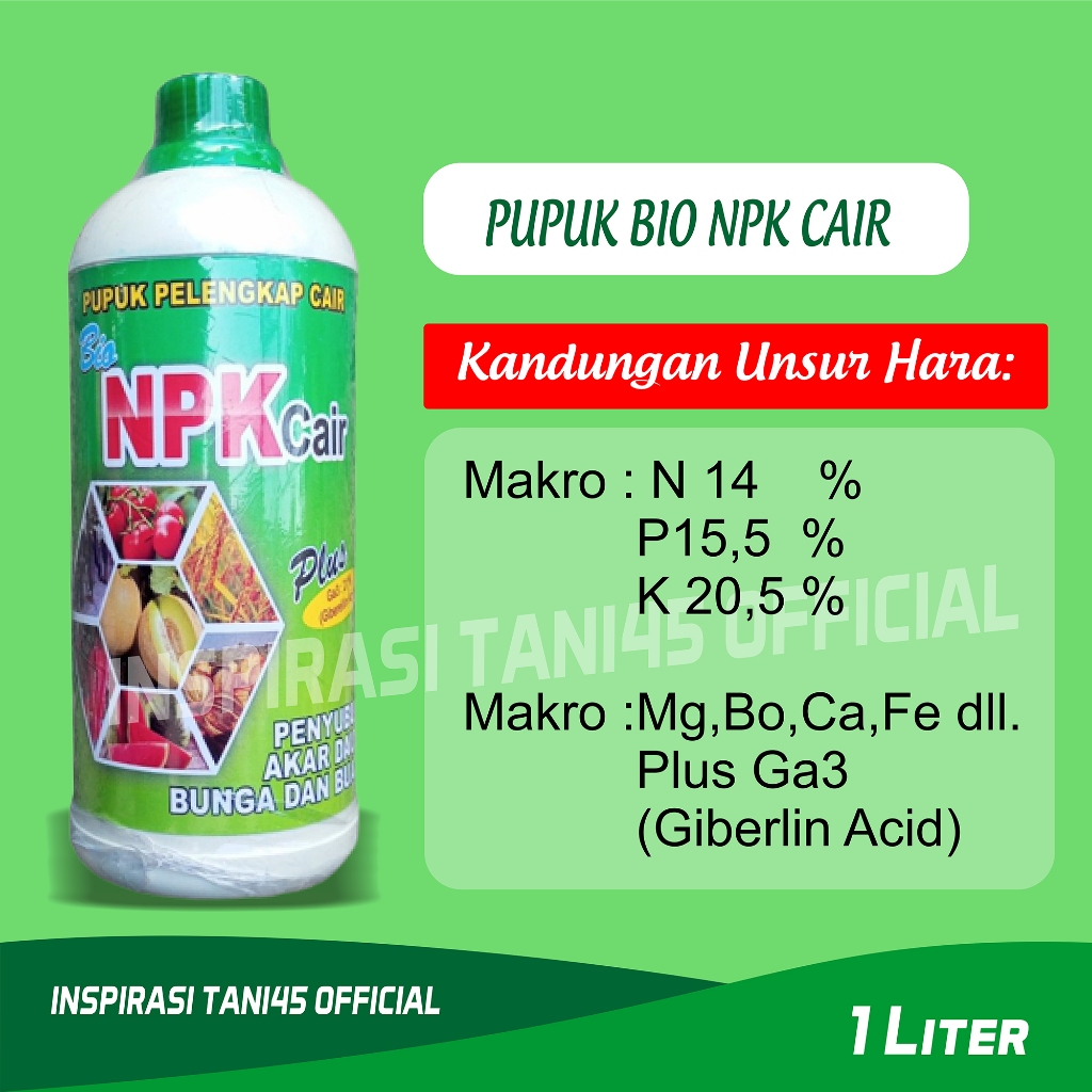 Pupuk Pelengkap Cair BIO NPK Plus 1 Liter / NPK Pupuk Cair 1 Liter