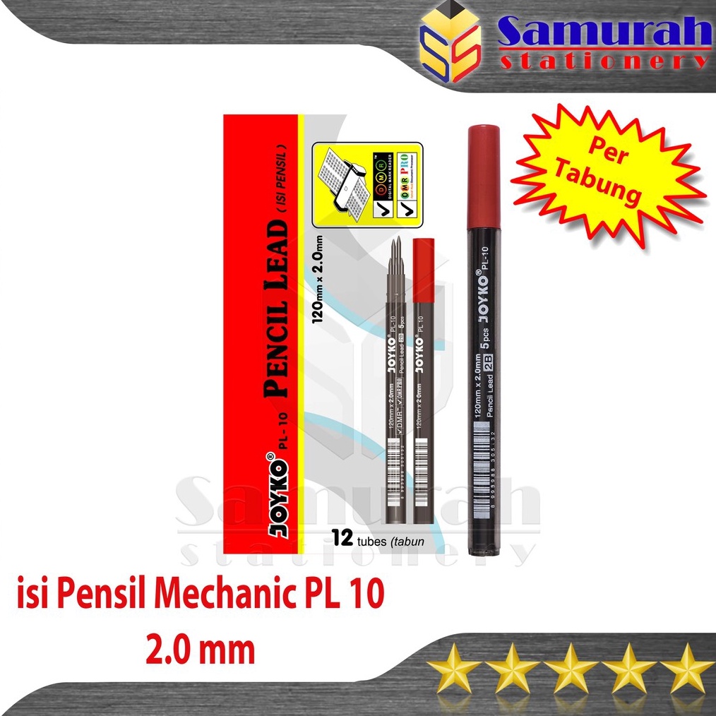 

ART E26J isi Pensil Mekanik Joyko PL 1 2 mm Perlusin Mechanical Pencil lead PL1 isi Pensil Cetek Besar 1 pak isi 12 Tube