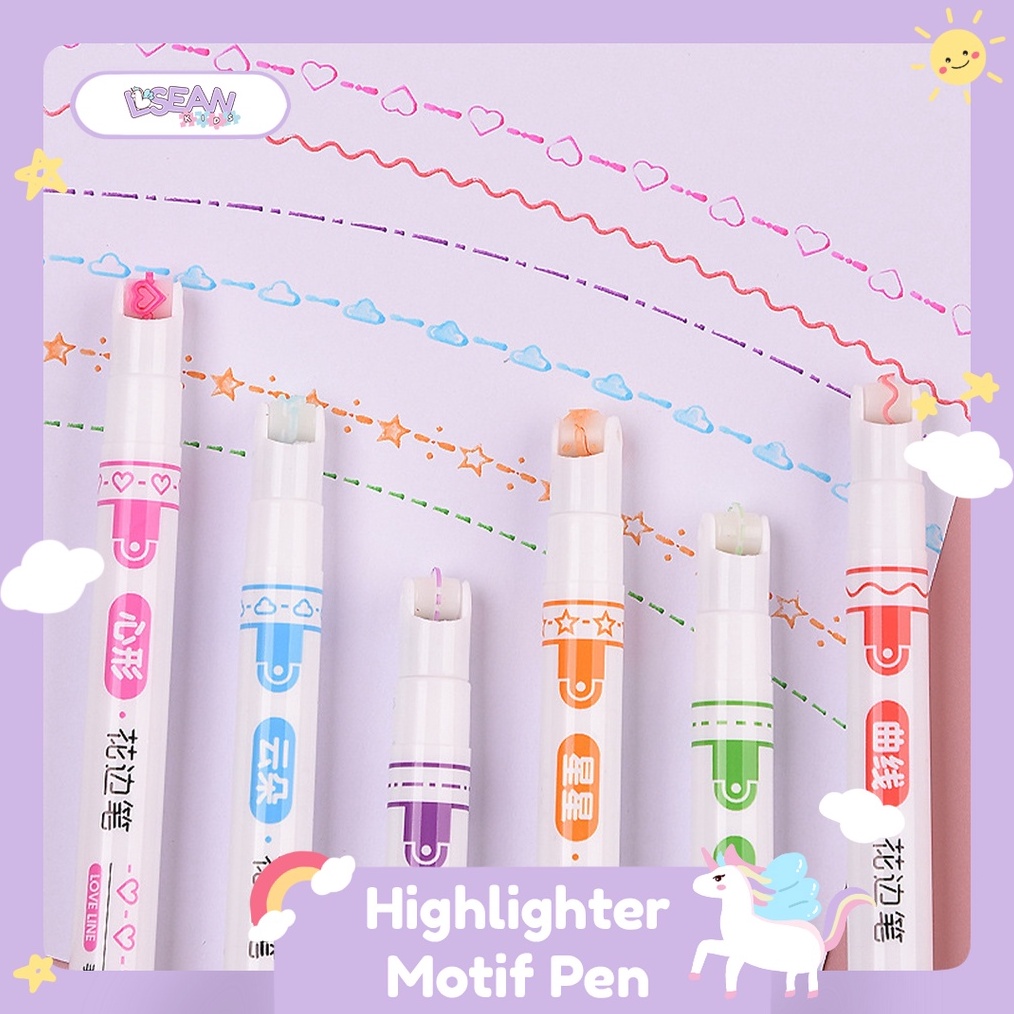 

ART A1F Highlighter Motif Warna Warni Pastel Linear Color Pen Isi 6