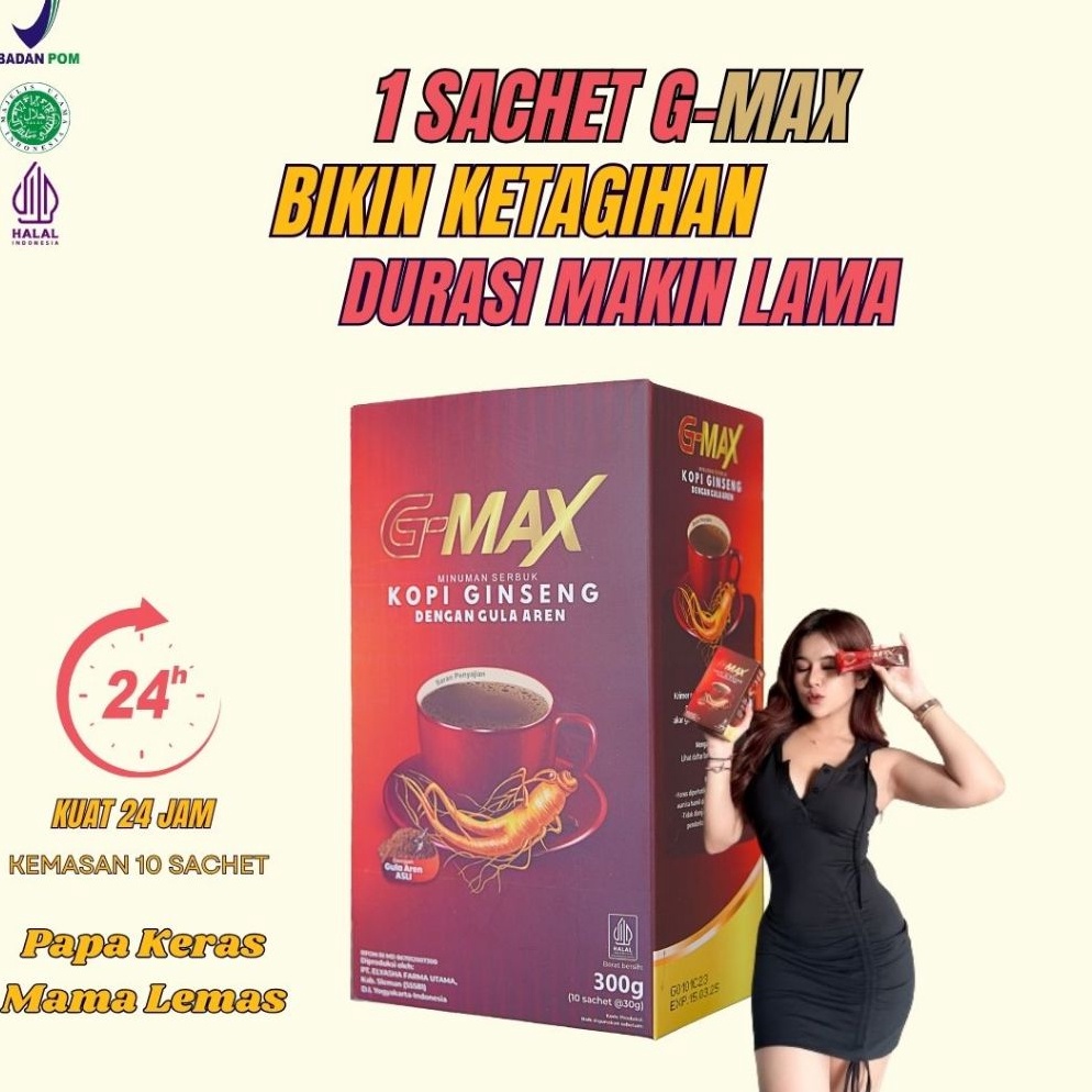 

Cepat laku Kopi GMax Penambah Kopi Stamina Vitalitas Pria Wanita Dewasa BPOM Kuat Tahan Lama 1 Box Isi 1 Sachet 1 Herbal Original