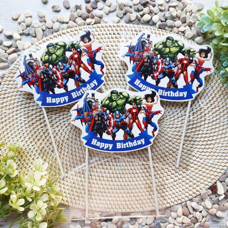 cake topper tunggal hiasan kue ulang tahun karakter The Avengers