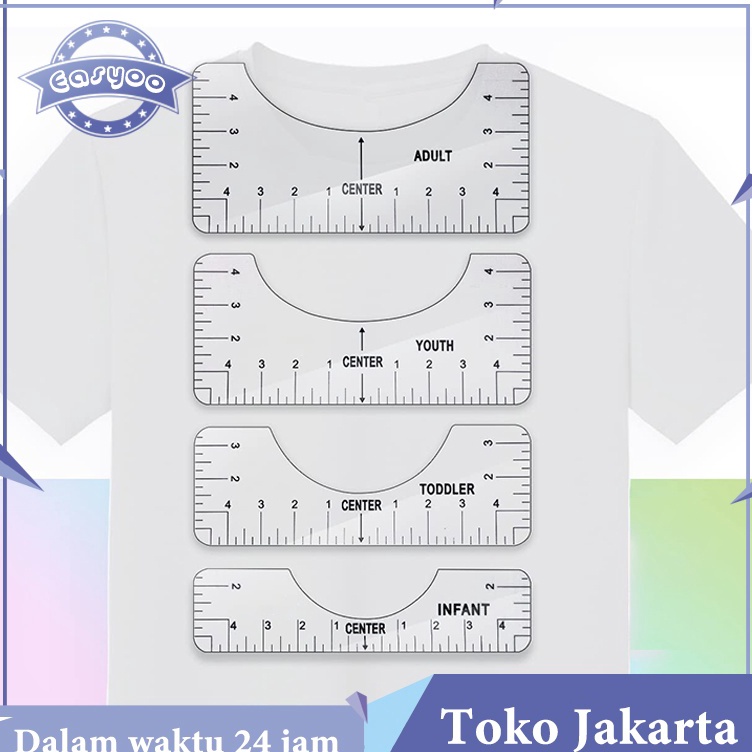 

ART X23G Isi 4 TShirt Ruler Guide Alat Penggaris Penjajajaran Kaos Untuk Desain Tengah