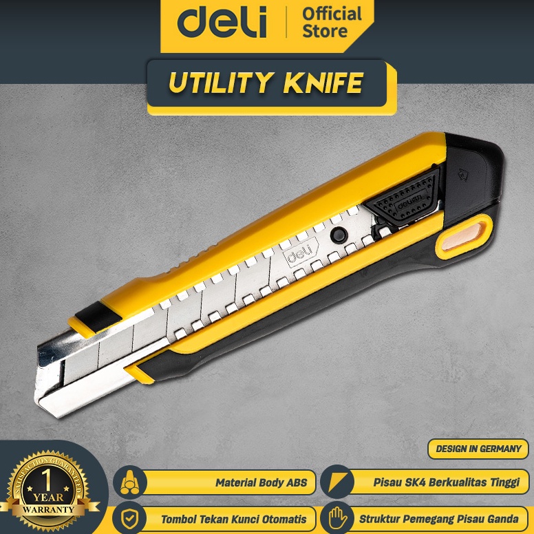 

KODE O8F8 Deli Utility Knife Cutter Pisau SK4 Pisau DoubleTeeth EDL25