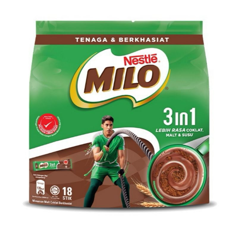 

NESTLE MILO 3in1 Activ-Go Bubuk Malt Coklat Malaysia (33g x 18 sachet)