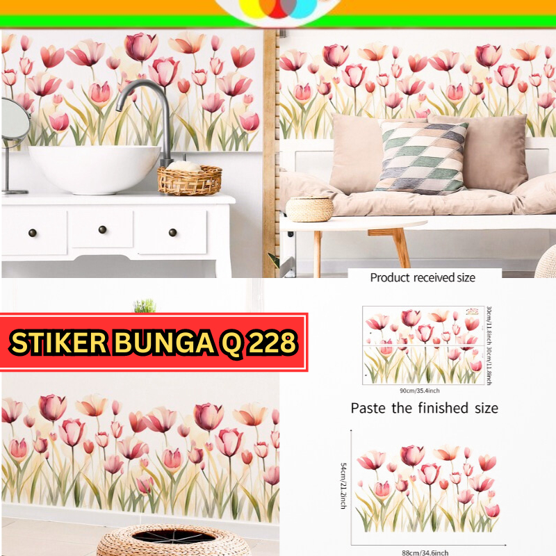 Wallsticker Wall Stiker Sticker Dinding Tembok Motif Pagar List Lis Border Bunga Pink Q 228 Lucu Hia