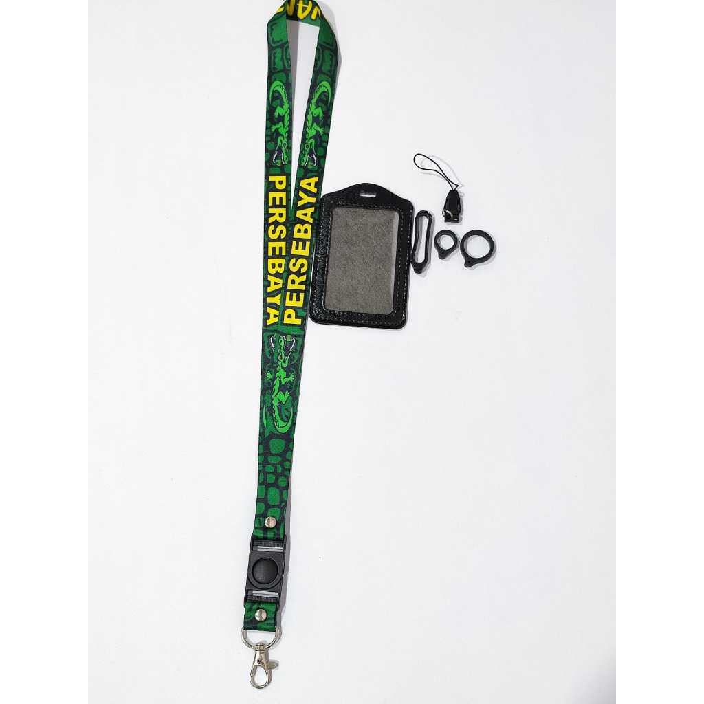 

Lanyard Premium Persebaya bajol ijo " FREE " Case Gantungan Karet Oring Cantolan / Lanyard ID Card Custom Pancawarna