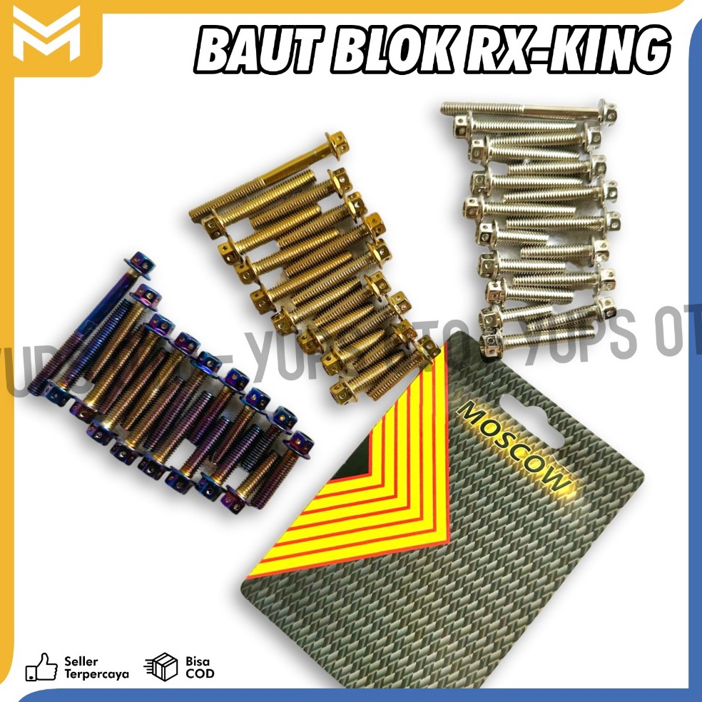 KODE W18E BAUT PROBOLT BAK MESIN RX KING 1SET 17PCS ORIGINAL MOSCOW IMPORT KULITAS CROM JERNIH PNP B