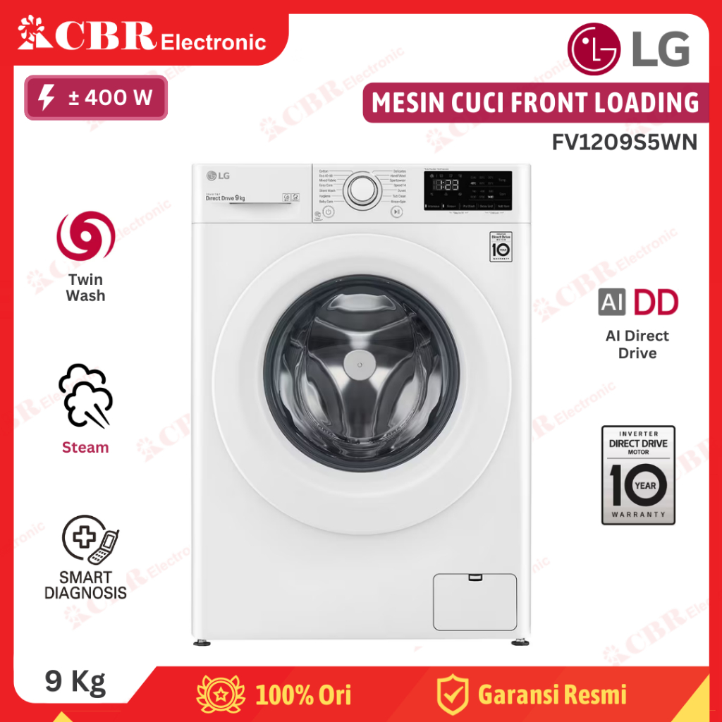 Mesin Cuci LG Front Loading 9 Kg FV1209S5WN
