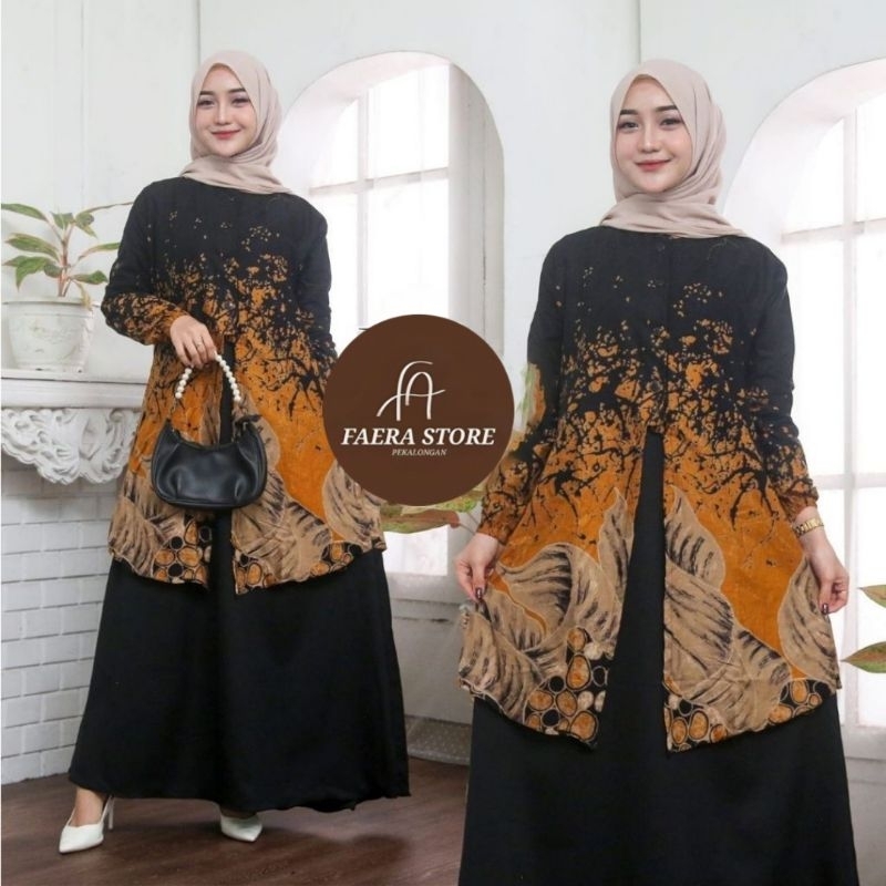 Gamis batik motif expreso gamis batik modern premium gamis terbaru gamis batik murah gamis wanita ke