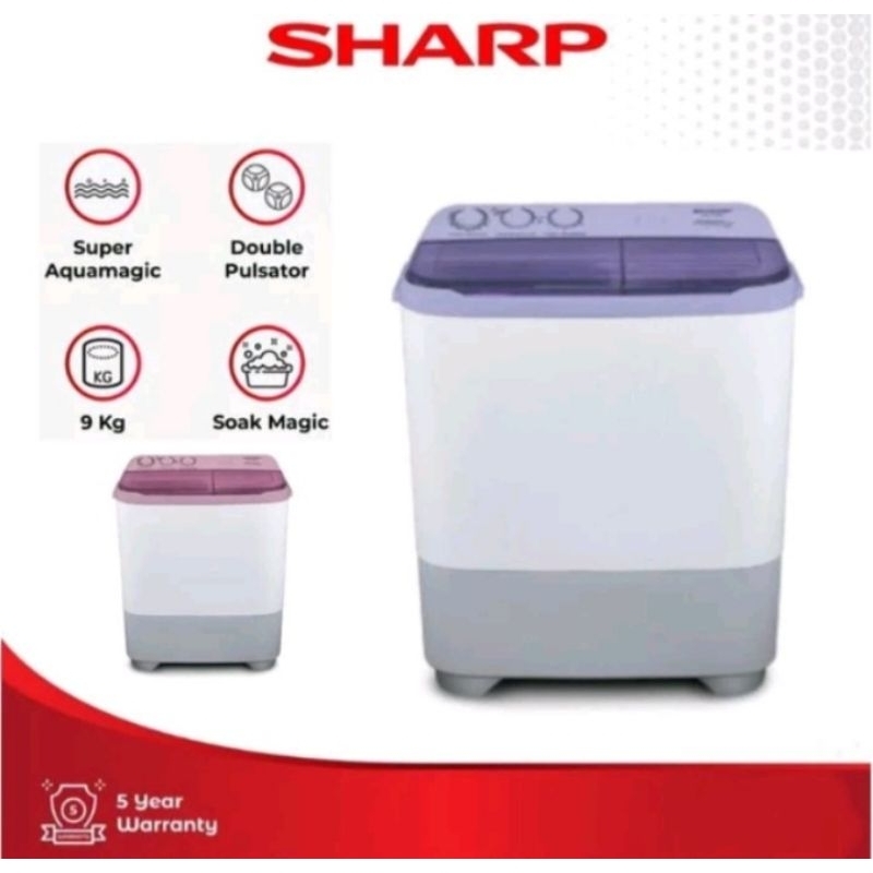 Mesin Cuci 2 Tabung Sharp Puremagic² ES-T95NT LC / PK kapasitas 9KG