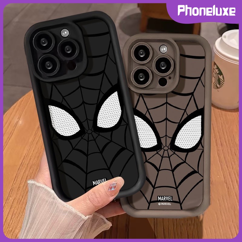 PHONELUXE CASE Cocok untuk casing iPhone 7 8 6 6 S Plus 11 12 mini 14 15 13 Pro Max  ampelas lubang Silikon  White Spiderman casing