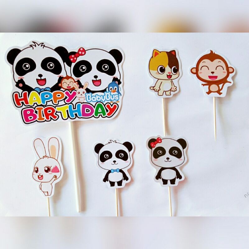 isi 6 cake topper hiasan kue ulang tahun tema Baby Bus Babybus