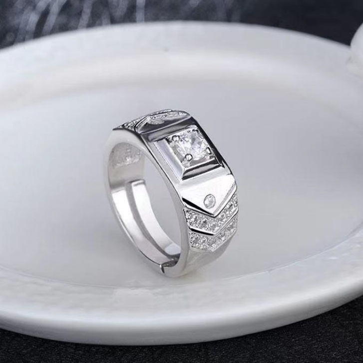 Cincin Paket Couple Titanium Anti Karat Cincin Berlian Permata Hadiah Gunakan Harian Elegan Cantik Perak Asli Pria High Quality