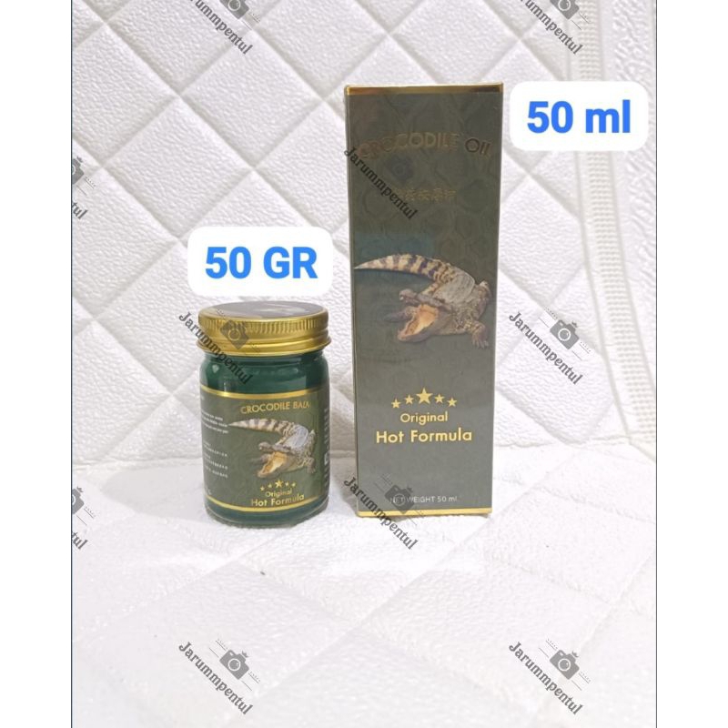 Ay00 GREEN SEVEN CROCODILE OIL HOT FORMULA 50 ML THAILAND / MINYAK PIJAT PANAS