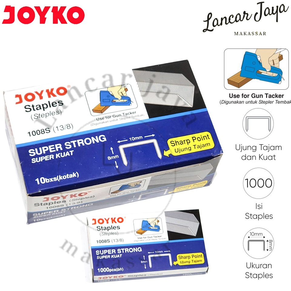 

KODE I3D3 1 PAK 1 BOX Isi Refill Staples Stapler Gun Tacker JOYKO 18S 138