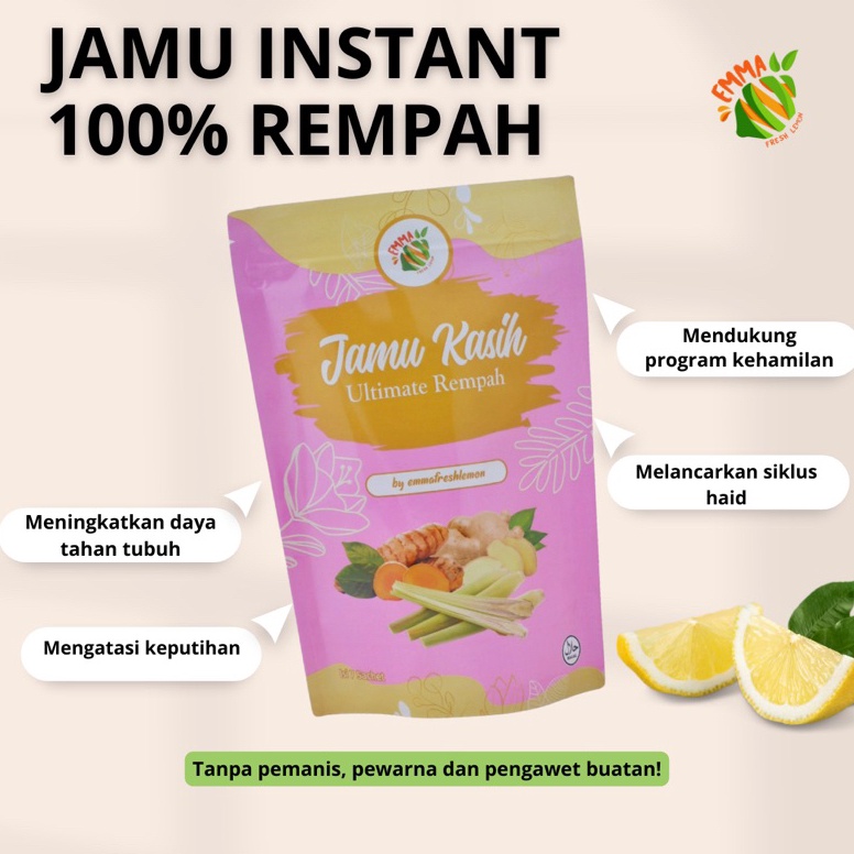 

Jamu Kasih Ultimate Rempah JSR SiklusHaid Detox Promil Diet Kesehatan Wanita by EmmaFreshLemon