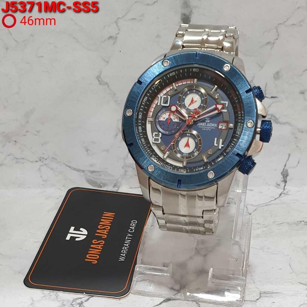 COD Jam Tangan Pria Jonas Jasmin-5371 Original Tali Rantai Body Bulat Chrono&Tanggal Aktif