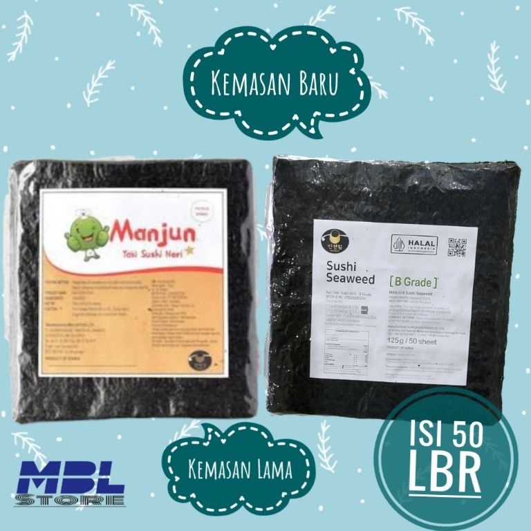 

Manjun Sushi Nori Rumput Laut Seaweed 5 Sheet