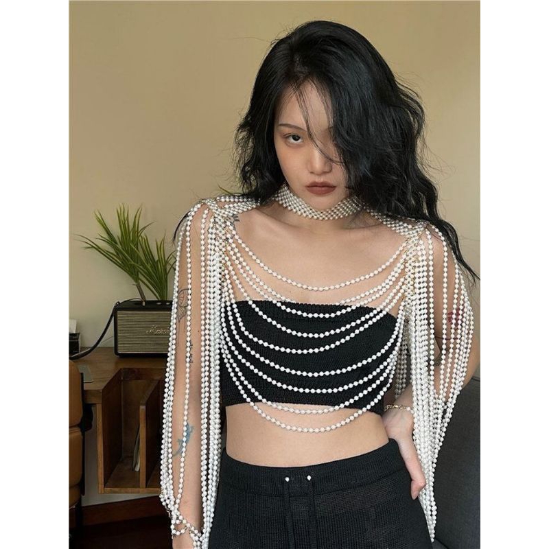 BUTIK FLA (LARASATI) Body pearl accessories aksesoris mutiara belt pearl beads body chain rantai mut