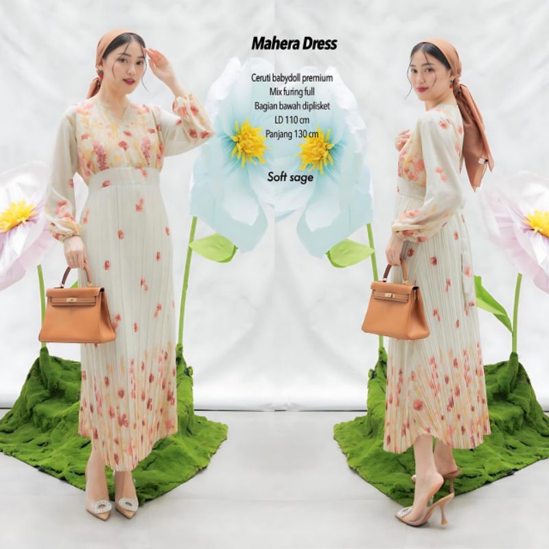 MAHERA DRESS PLISKET CERUTI BABYDOLL / Dress Mewah / Dress Lebaran