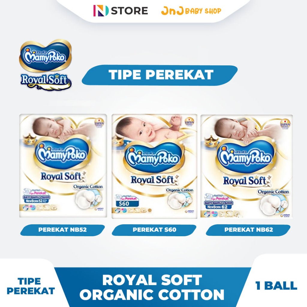 MamyPoko Royal Soft Perekat NB52/NB62/S60/M56 1 Ball - New Born/Bayi Baru Lahir