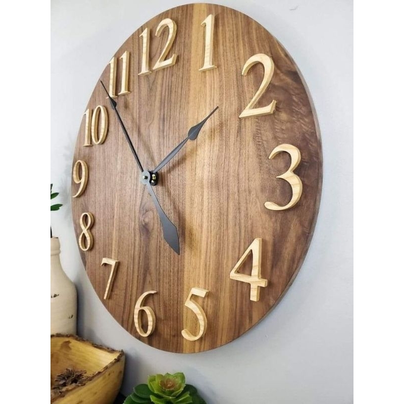 jam dinding kayu jati minimalis terbaru diameter 60 cm