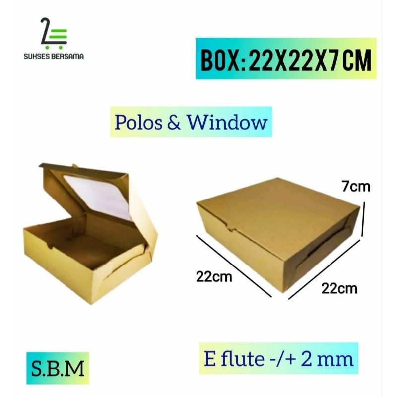 Box 22x22x7 cm [ E-FLUTE}/Dus Box/Box Nasi/Kotak Nasi/Hampers/Packaging