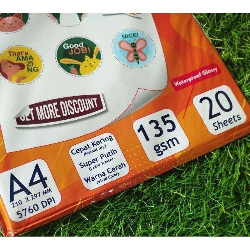 

kertas Glossy photo 230 GSM A4 dan Stiker Paper Sticker Glossy Paper/Stiker ukuran A4 135 gsm isi 20 lembar merk VIS-1