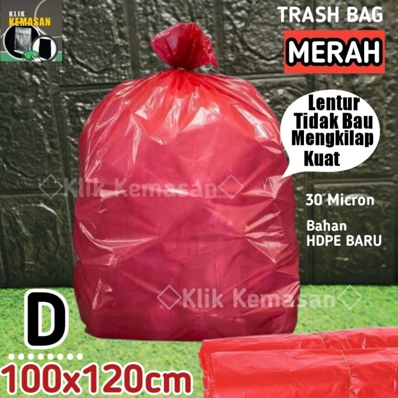 PLASTIK D MERAH KANTONG PLASTIK SAMPAH KRESEK TRASH BAG MERAH 100x120 cm BESAR JUMBO HD PE TEBAL