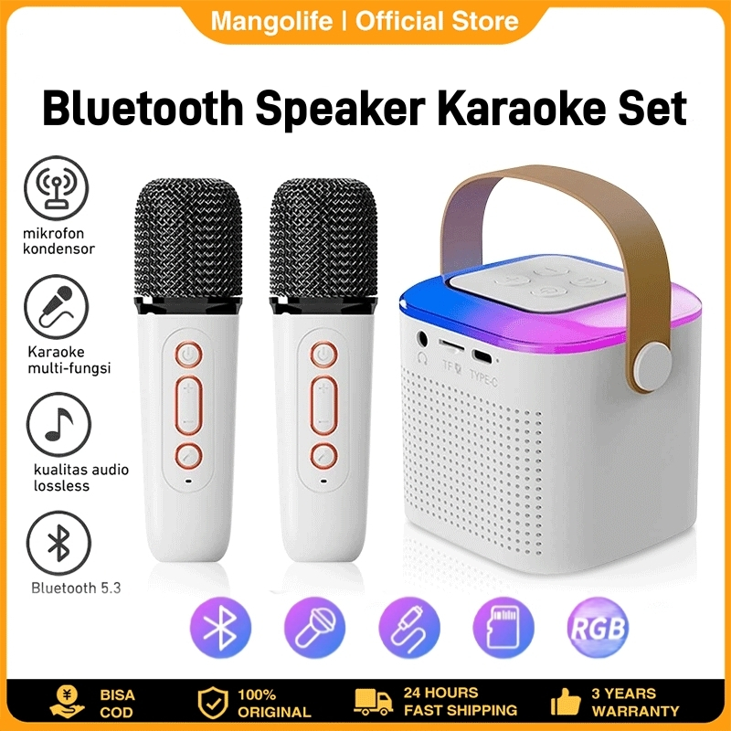 	 Speaker Bluetooth Karaoke 2 Mic 1 Set Wireless Karaoke Microphone Speaker Higher Quality Wireless Portable Speaker Bluetooth Bass Outdoor Mini Speaker	