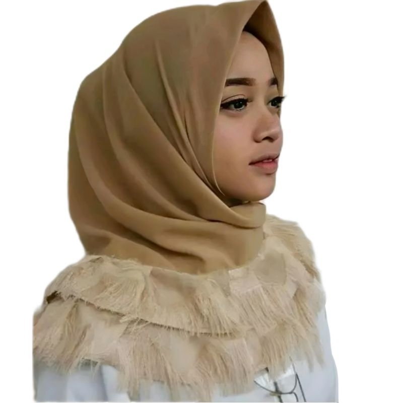 Vins hijab SEGITIGA INSTAN rempel bulu