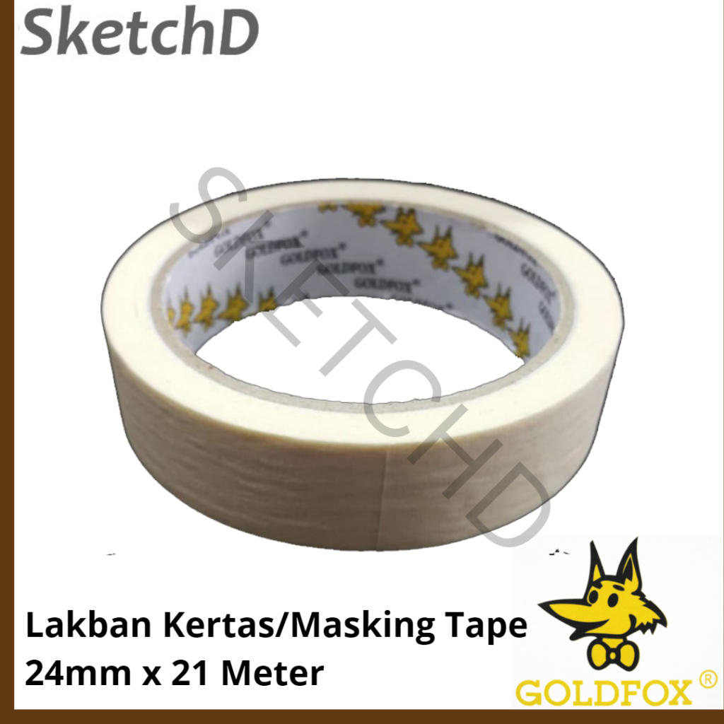 

Lakban Isolasi Kertas Gold fox 24 mm X 21 Meter Goldfox Paper Masking Tape 1 inci