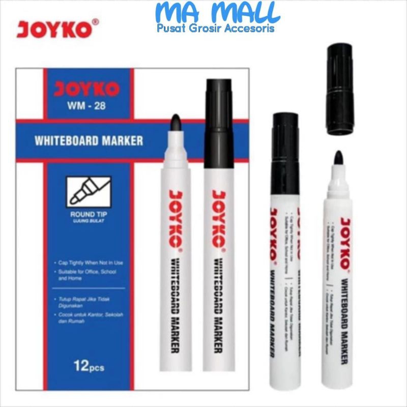 

Spidol Joyko White board WM28 A89 Spidol Hitam Joyko Bisa di Hapus Buat Papan Tulis