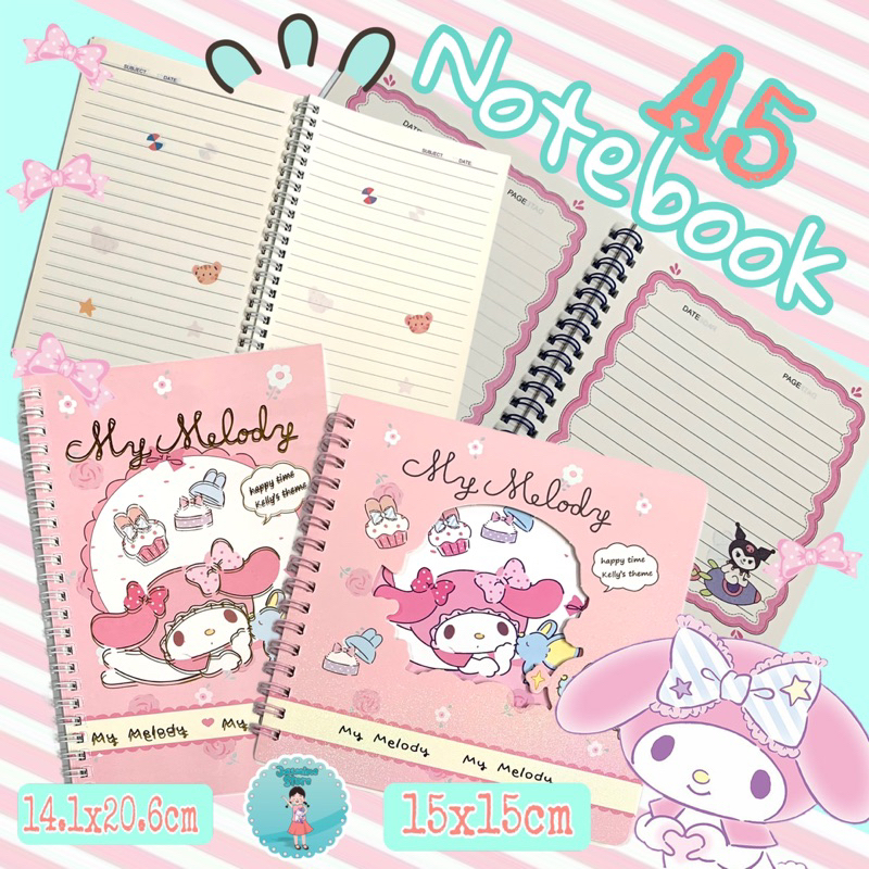 

Sanrio Ring Book/Buku Tulis A5 Sanrio/Buku Tulis Cinnamonroll/Buku Tulis Kuromi A5/cover note book diary sanrio A5 ring