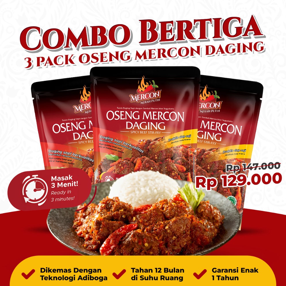 

Yang terbaru Mercon Merah Putih Hemat Combo Bertiga 3 x Oseng Mercon Daging