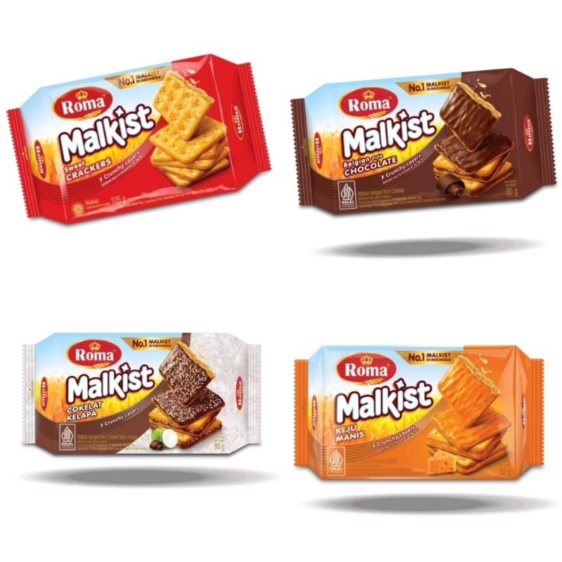 

ROMA CRACKERS MALKIST CHOCOLATE / KEJU MANIS / COKELAT KELAPA / SWEET CRACKERS