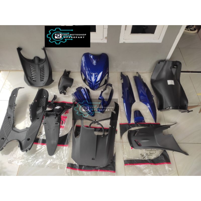 Cover full body halus kasar Yamaha mio sporty biru polos