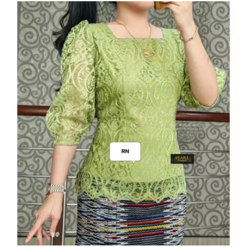 Blues kebaya tangan Balon TERBARUbluss kebaya brokat model kekinian,atasan brokat model tangan kerut