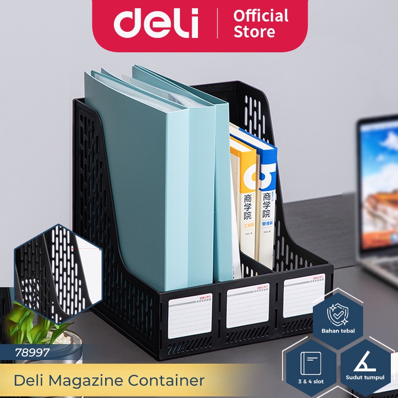 

KODE U7Z Deli Magazine Container File Tray Rak Box File Tempat Dokumen Bahan Plastik 3 Sekat 78997