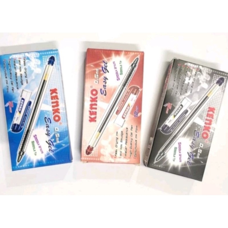 

ART Y94R Pulpen Gel Bolpen Pena Kenko EASY GELL 5mm Hitam Biru 1pak 12 pc